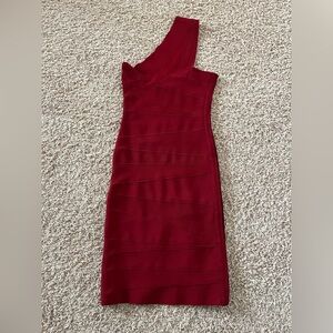 Stretta Women’s Size Small Red Bodycon Bandage One Shoulder Zip Tight Dress